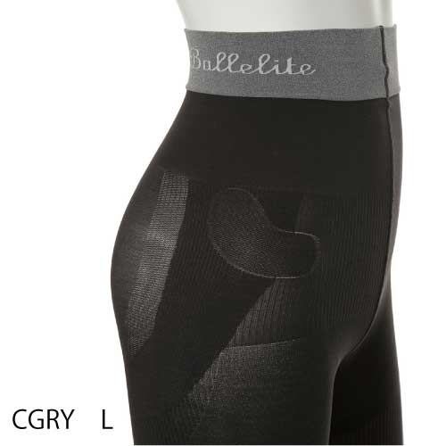 【Ballelite】骨盤サポート着圧レギンス細リブ80デニール　M/L＜全３色＞(CGRY L)