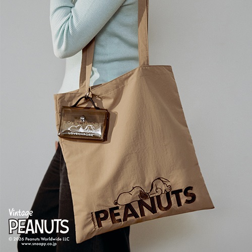 ＜先行予約＞【Cosme Kitchen】＜PEANUTS＞エンブロイダリートートバッグ＜全2色＞(ブラウン-1月中旬発送)