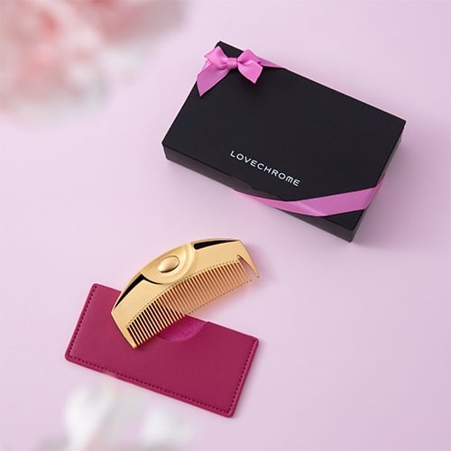 【LOVECHROME】K24GPツキゴールド&コームケース（ローズピンク）セット