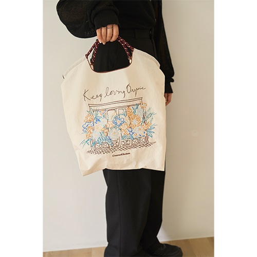 Ball & Chain】Cosme Kitchen Flower エコバックWH ｜バッグ